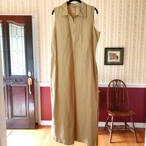 Eddie Bauer Maxi Dress Linen Silk Sleeveless 14